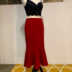 Scarlet Fishtail Midi Skirt